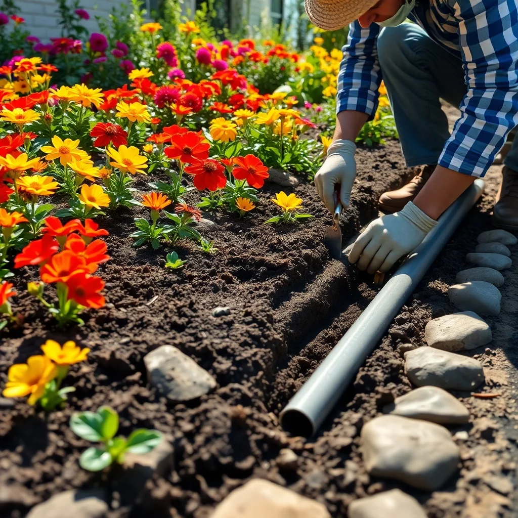 Drainage im Blumenbeet einbauen