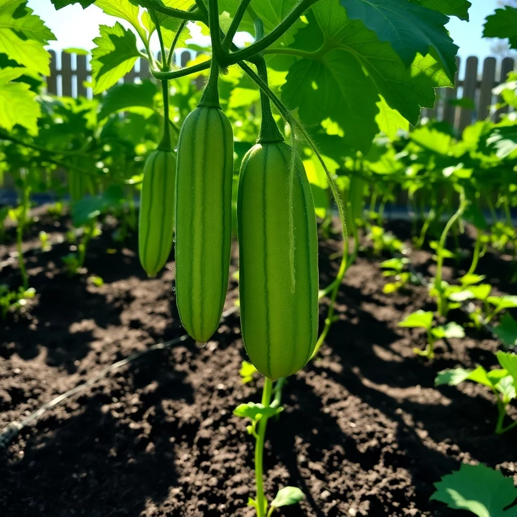 Gurkenpflanzen im Sonnenlicht