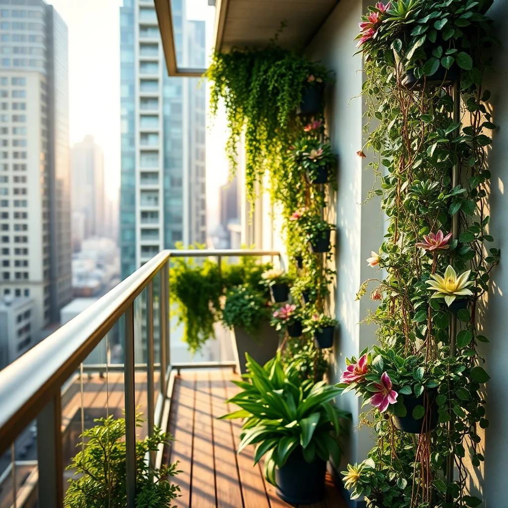 Vertikaler Gartenbalkon im Stadtzentrum
