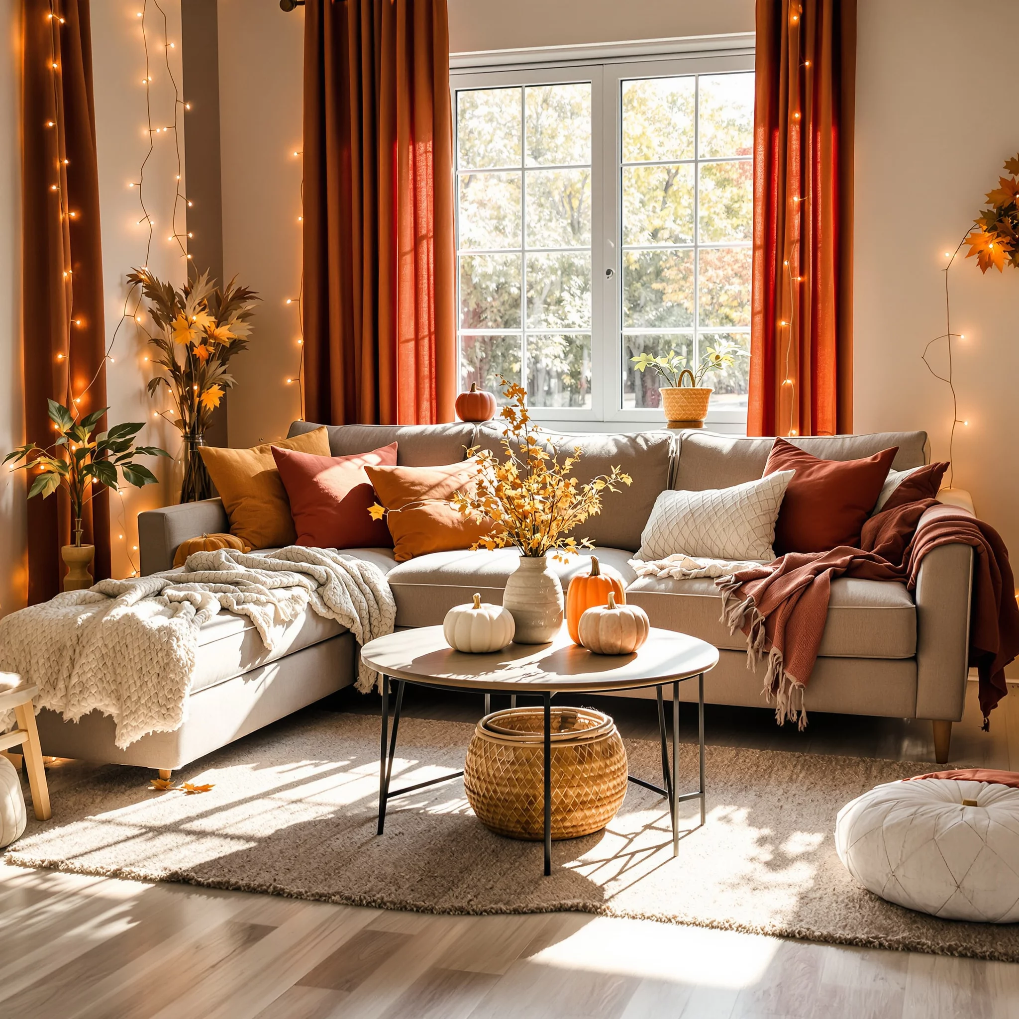 Mini Makeover – Wohnzimmer-Herbstzauber: Farbtrends, Textilien & Lichterketten für wenig Geld