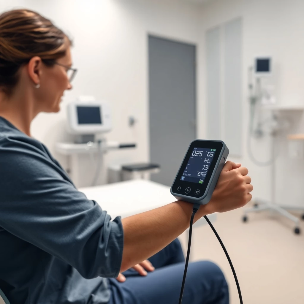 ein patient der seinen blutdruck gemessen bekommt