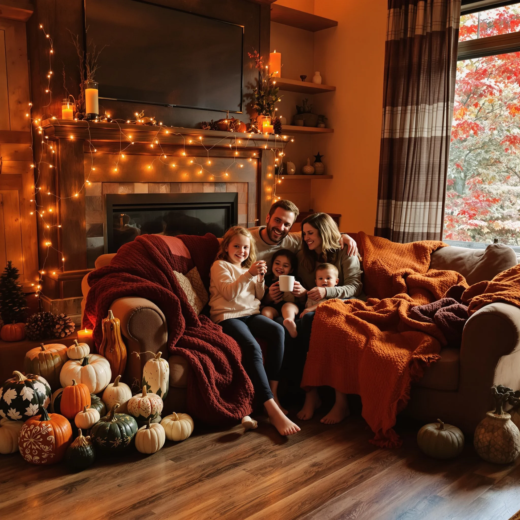 Mini Makeover – Wohnzimmer Herbstzauber: Farbtrends, Textilien & Lichterketten für wenig Geld