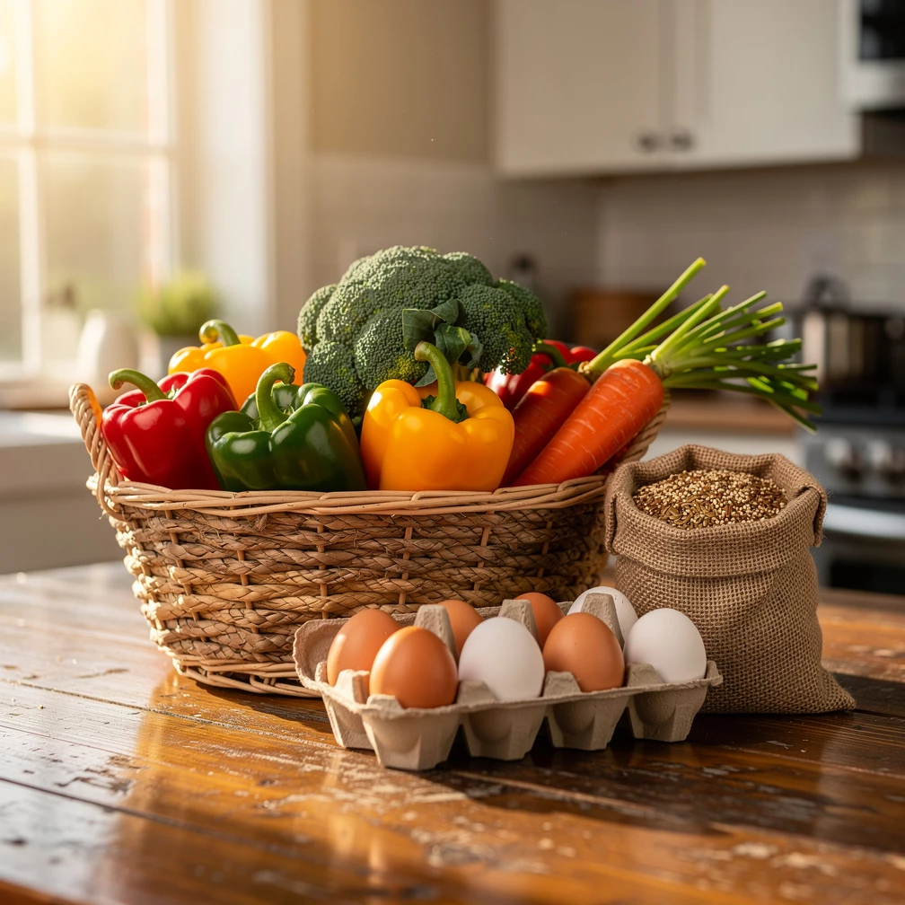 Gesunde Ernährung ohne Stress: Einkaufsliste und Grundrezepte als Baukastensystem