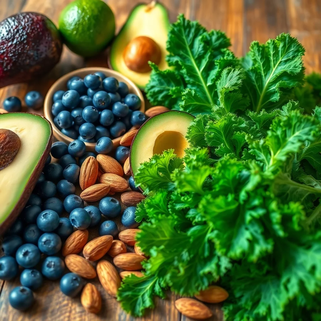 erstelle ein bild über verschiedene superfoods 