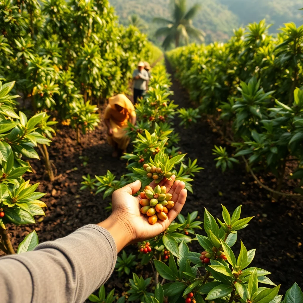 Handgeerntete äthiopische Kaffeebohnen