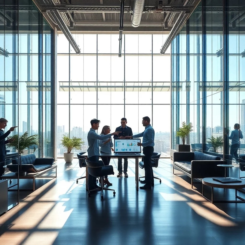 Moderne Arbeitsumgebung mit Glaswänden