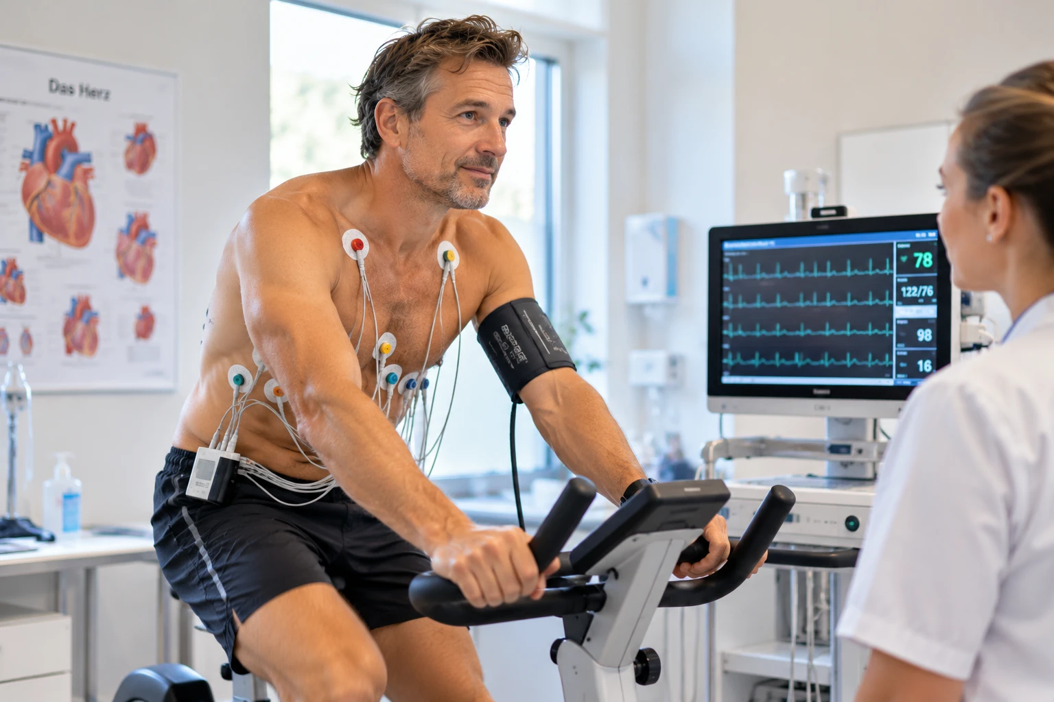 Belastungs-EKG im Klinikraum (Bild KI generiert).webp