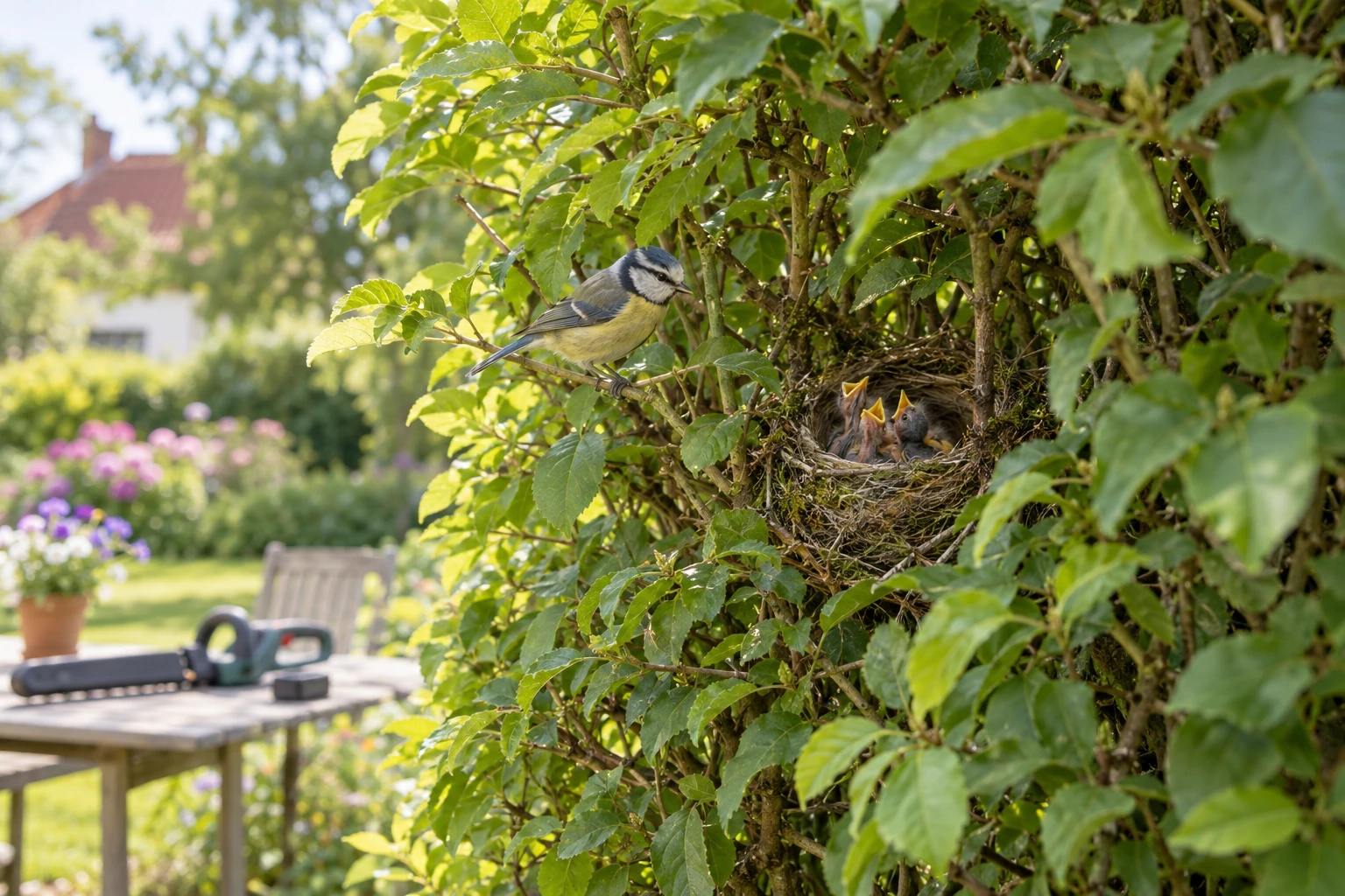 Immer vorab auf Vogelnester kontrollieren (Bild KI generiert).webp