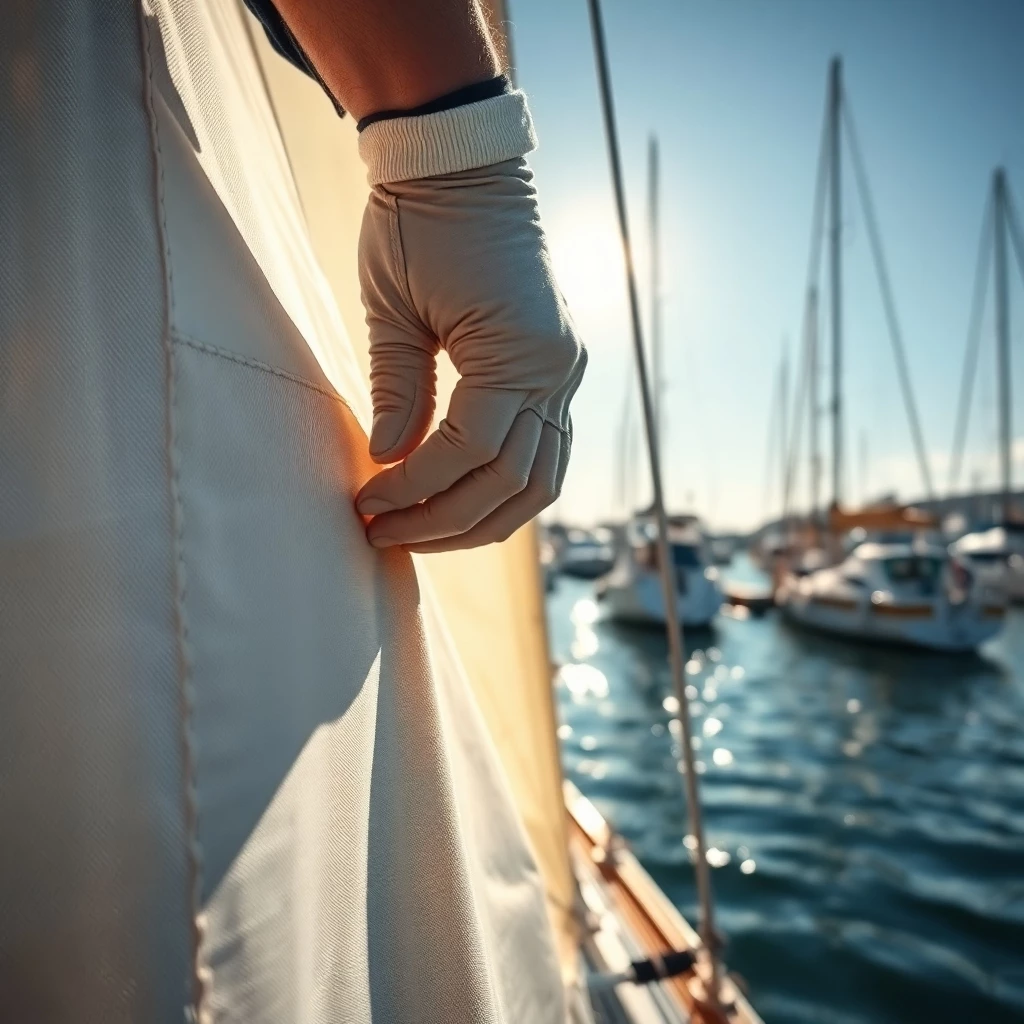 Regelmäßige Segelinspektion im Sonnenschein