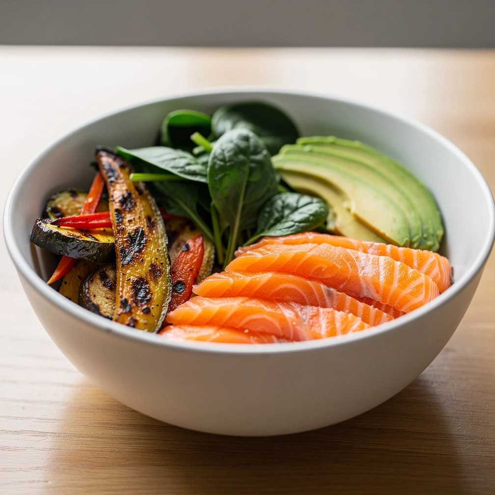 Superfood Bowl mit Lachs, Gemüse & Reis – Gesundes Asia-Rezept