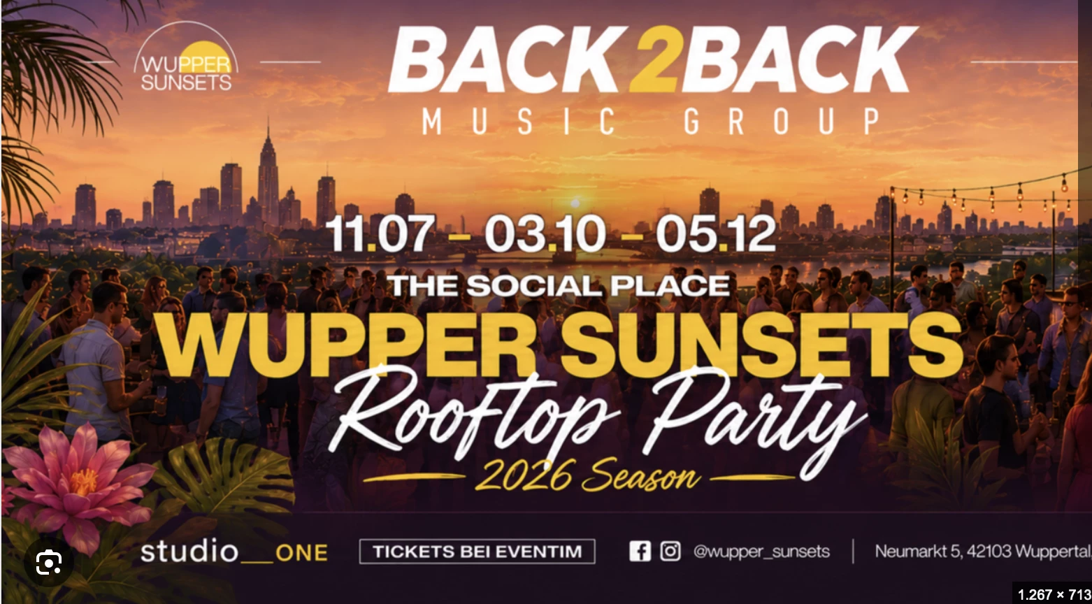 Wupper Sunsets 2026: Das Rooftop-Event f&uuml;r Wuppertal
