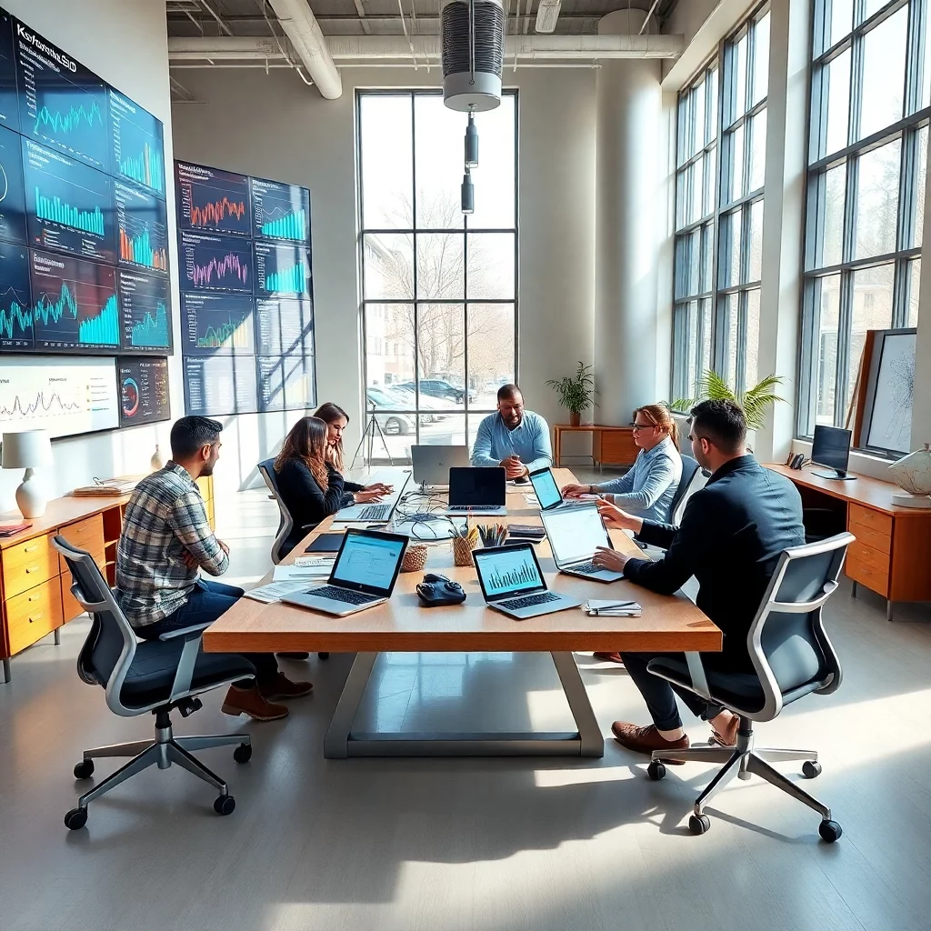 SEO-Strategieteam im modernen Büro