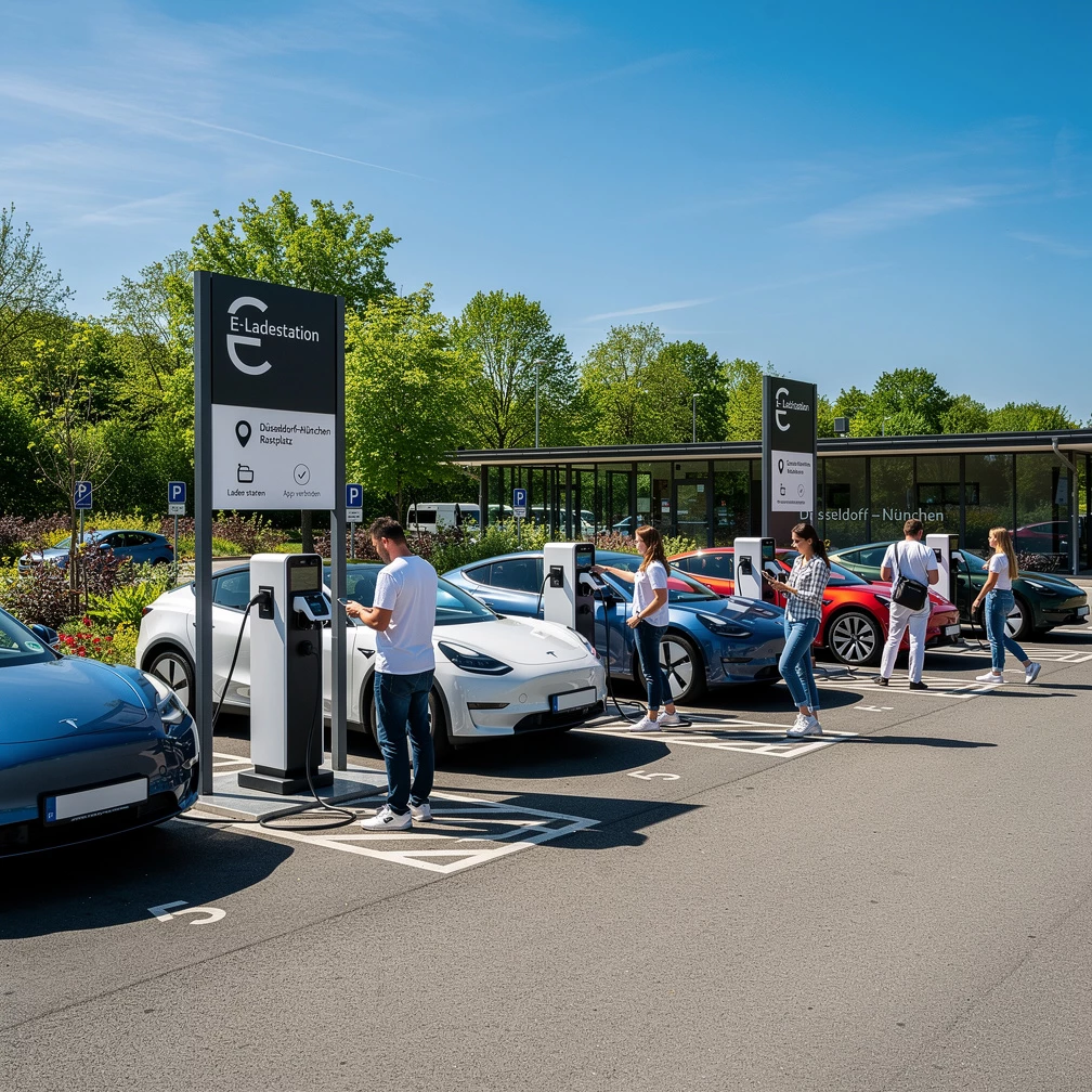 Von Düsseldorf nach München – E-Ladesäulen an der Autobahn: Wo kannst du entspannt und schnell laden?