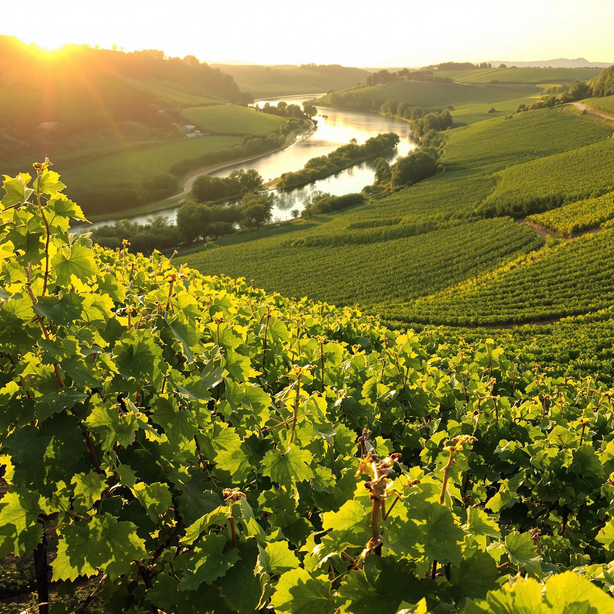 Weinberg an der Mosel am Abend