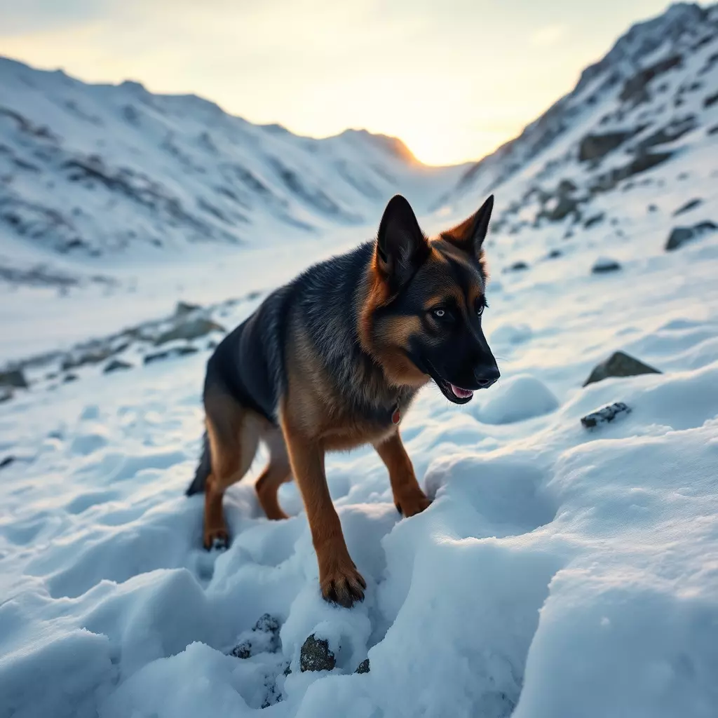 Rettungshund in der Lawine