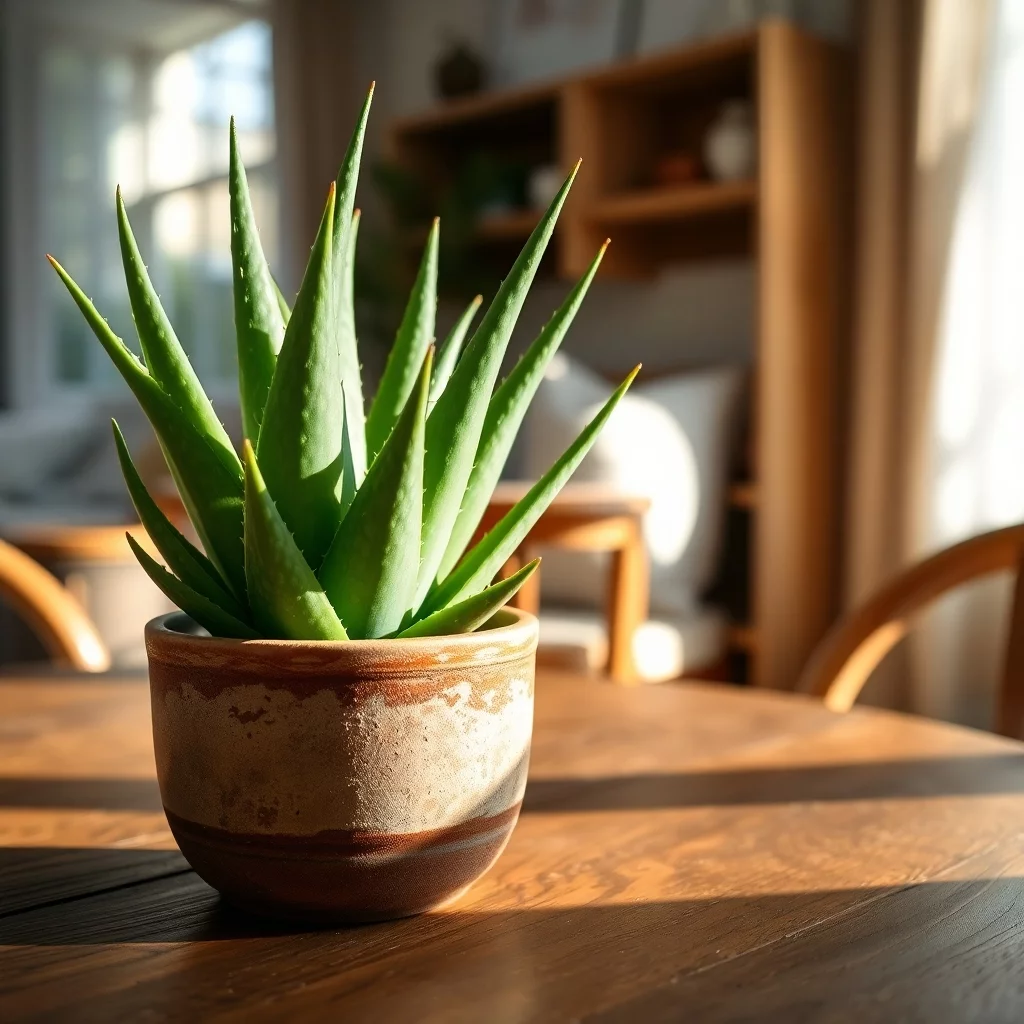 Aloe Vera auf Holztisch