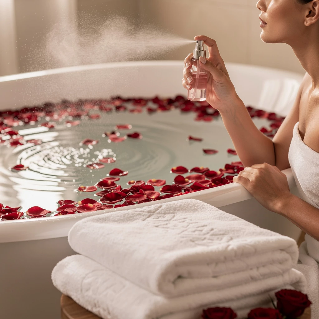 DIY-Abendrituale: Rosenhydrolat, Magnesiumflocken & warme Fußbäder