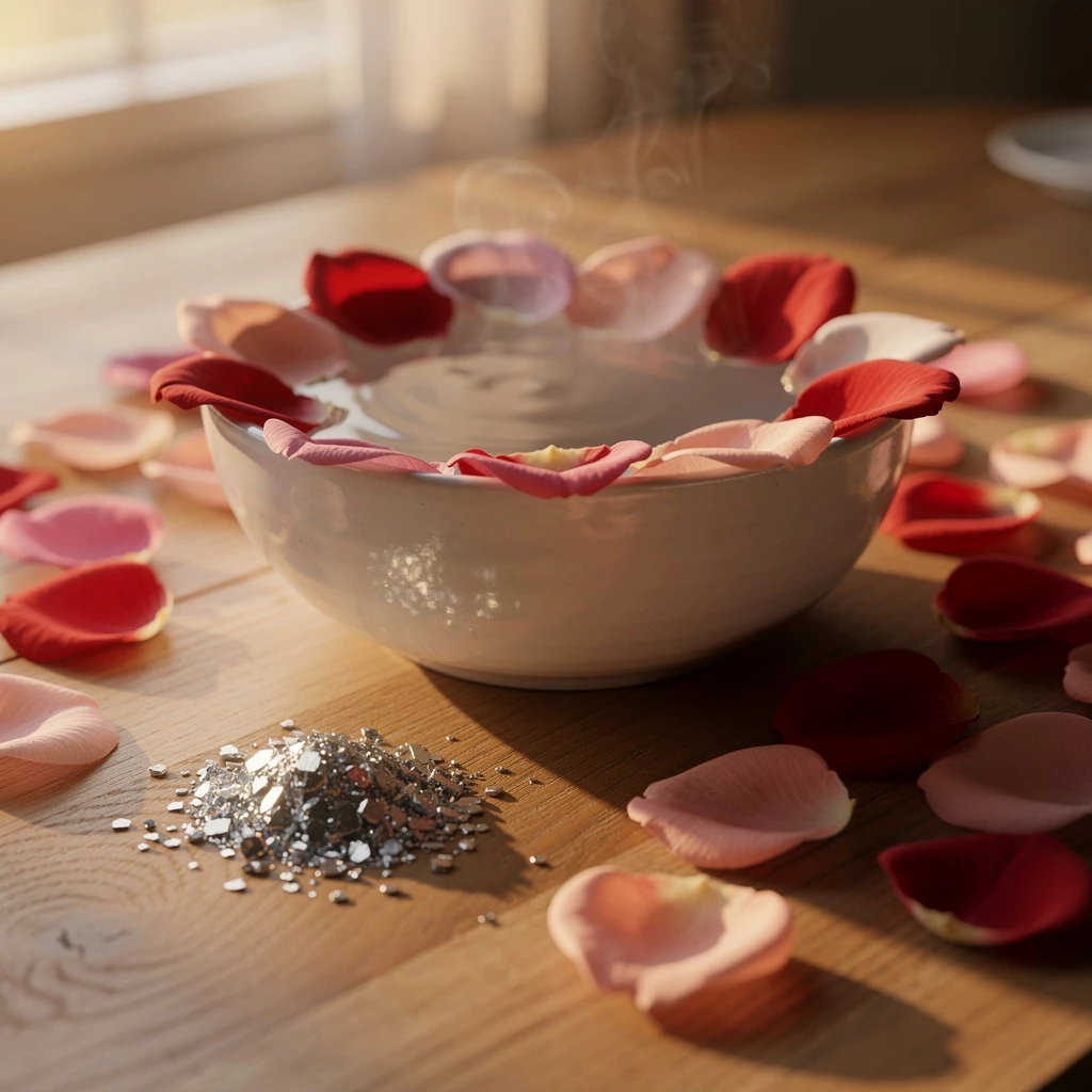 DIY-Abendrituale: Rosenhydrolat, Magnesiumflocken & warme Fußbäder