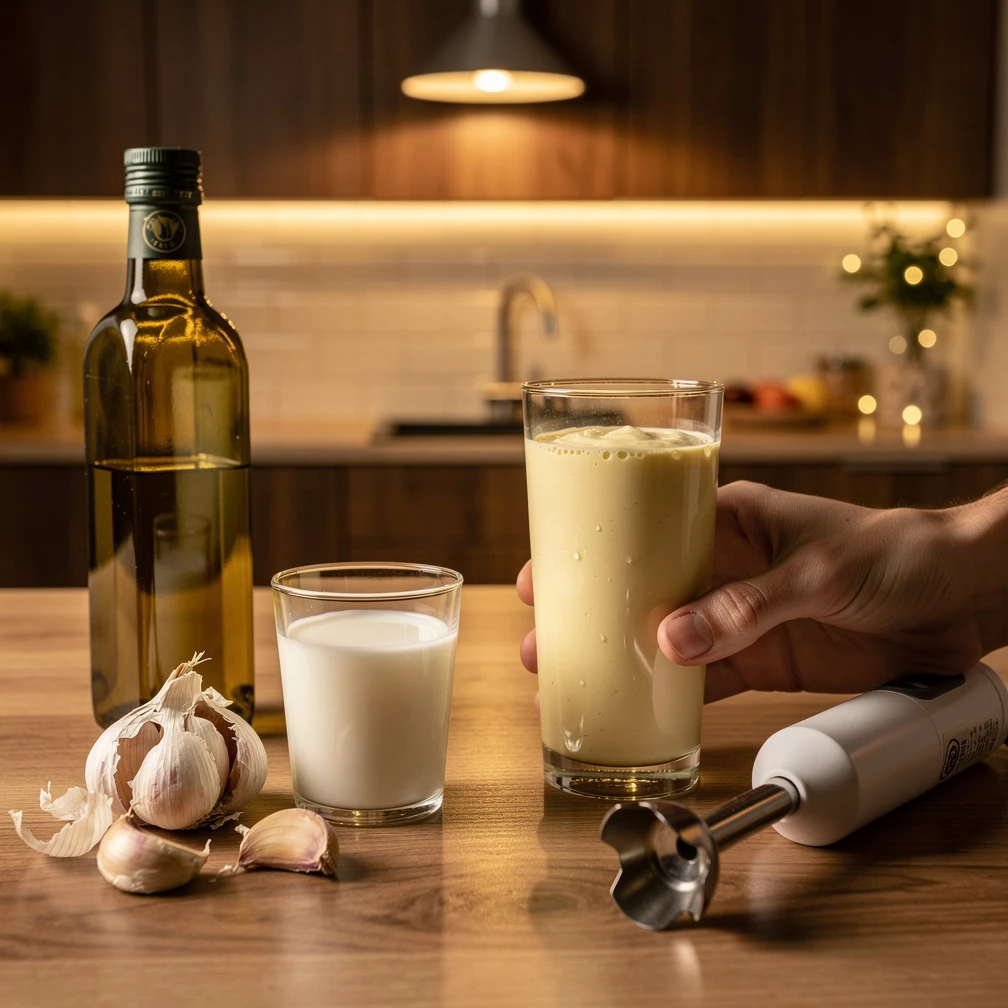 Aioli ohne Ei – Blitzrezept für cremigen Knoblauch-Dip