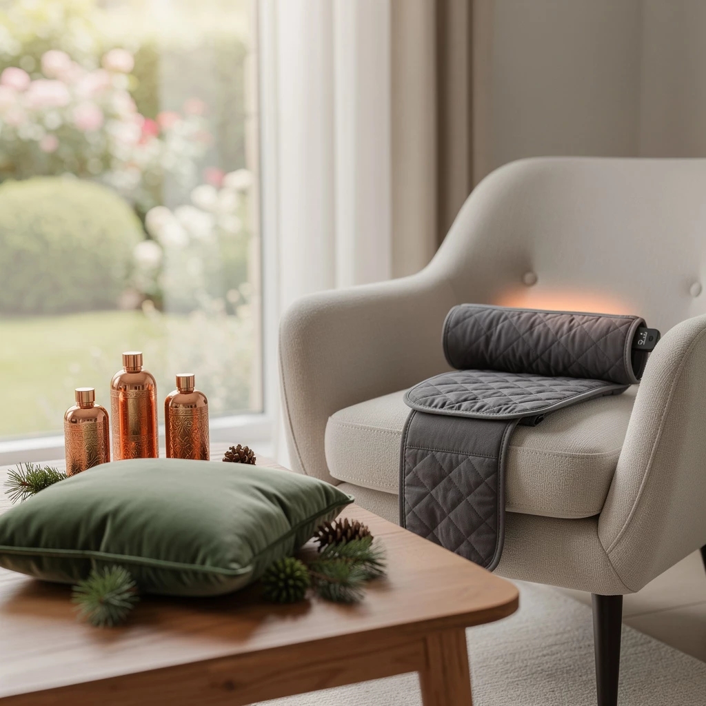 Wellnessprodukte im Detail: Infrarot-Wärmegürtel, Zirbenkissen und Kupferflaschen