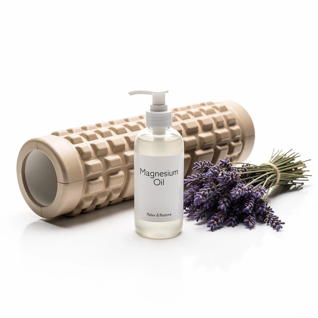 Wellnessprodukte im Fokus: Magnesiumöl, Faszienrolle & Lavendel-Badezusatz