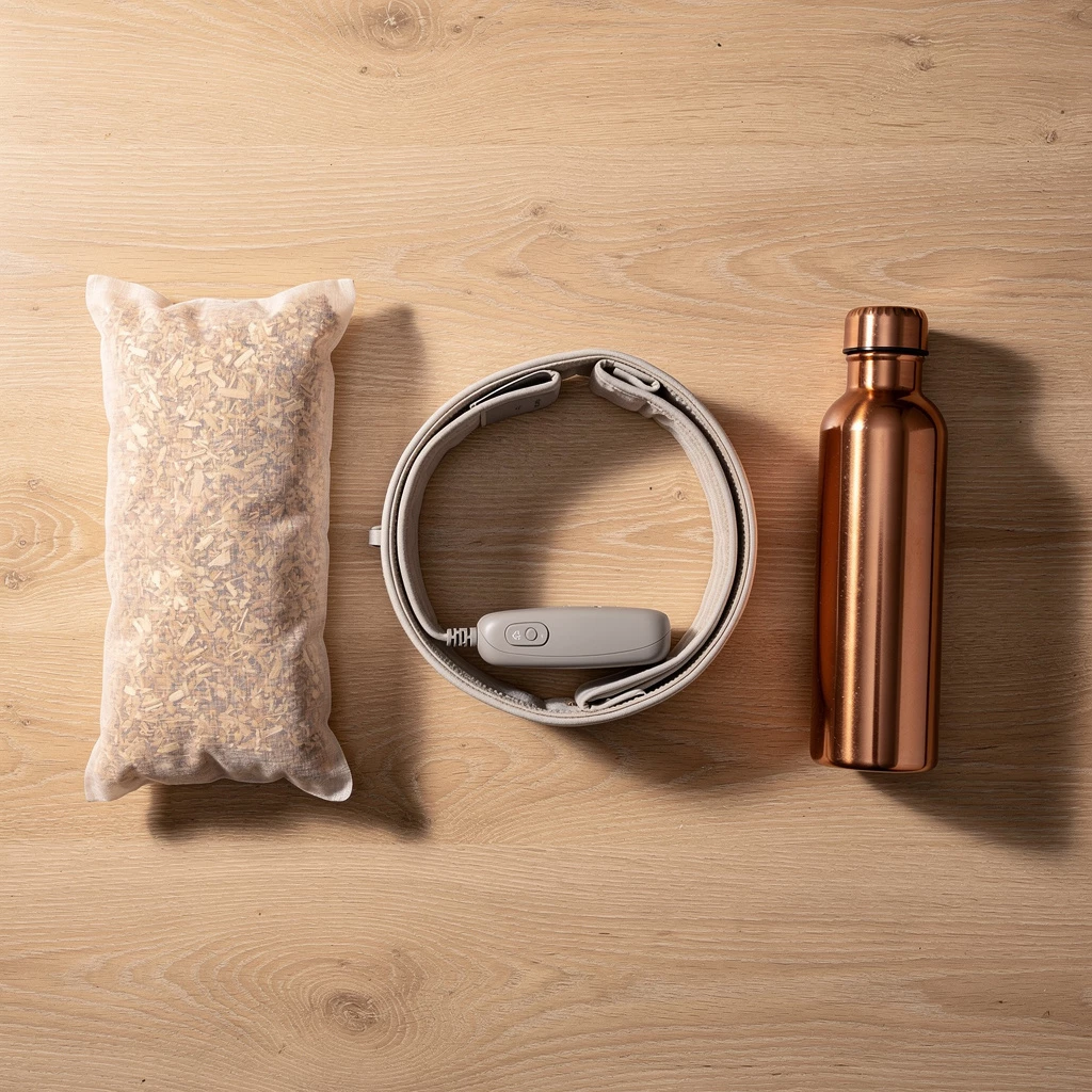 Wellnessprodukte im Detail: Infrarot-Wärmegürtel, Zirbenkissen und Kupferflaschen