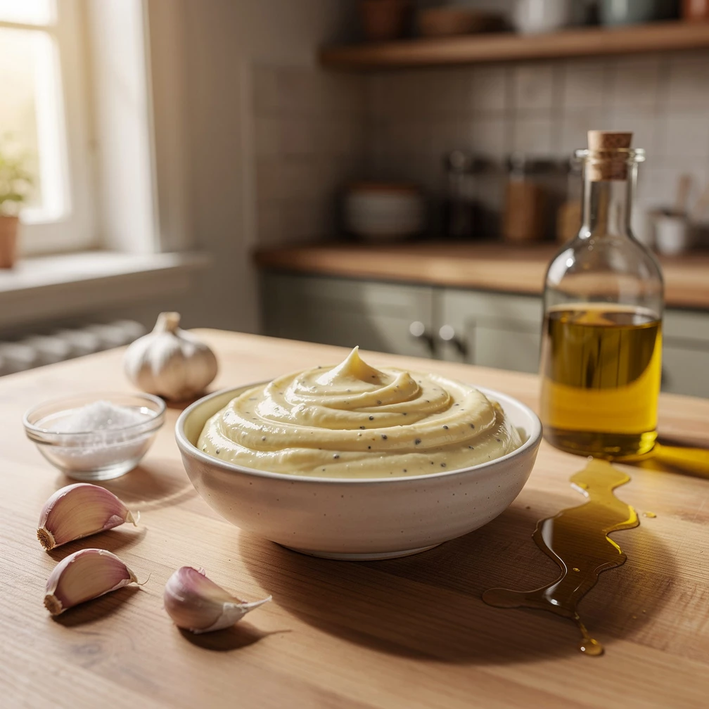 Aioli ohne Ei &ndash; einfaches Blitzrezept f&uuml;r cremigen Knoblauch-Dip