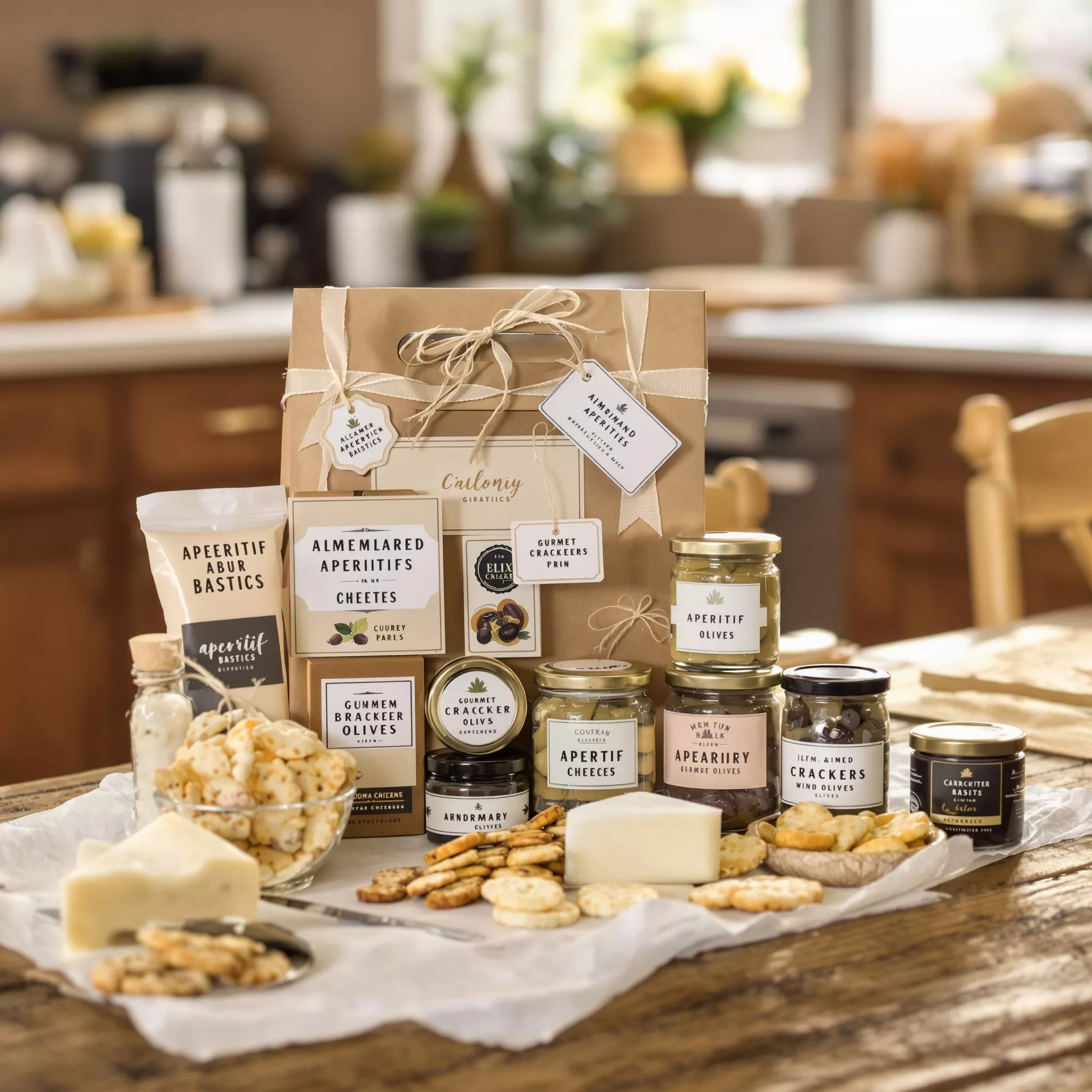 Aperitif Geschenkidee - Aperitif Grundzutaten schön verpackt