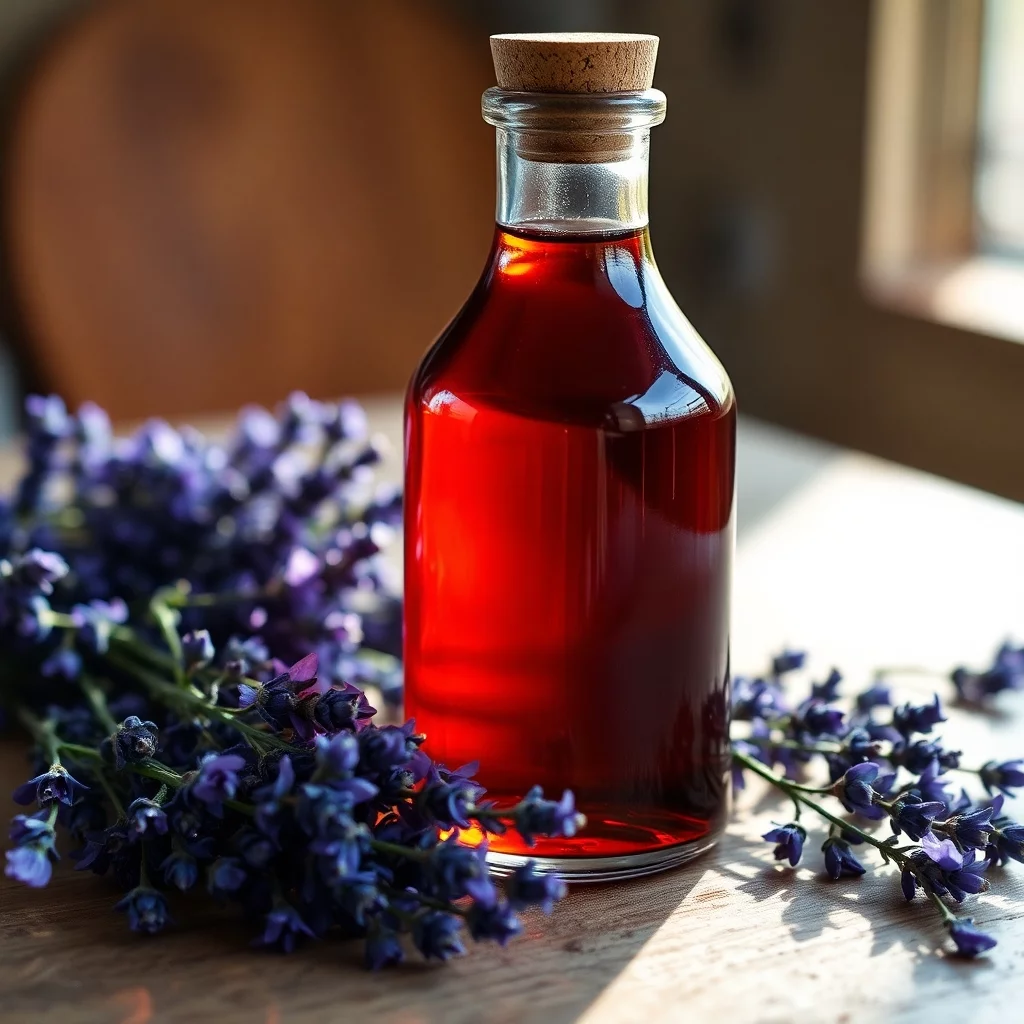 Rustikale Lavendelsirup mit frischen Lavendelzweigen