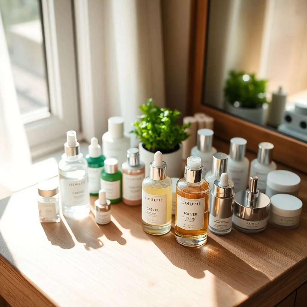 Elegante Hautpflege-Routine im Morgenlicht