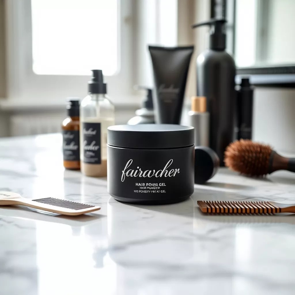 Elegantes Haarstyling-Setup auf Marmorkonsole