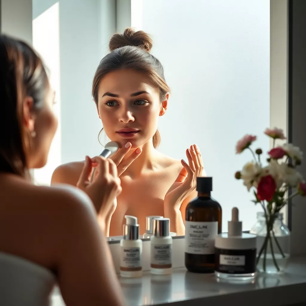 Gesichtspflege-Ritual im Badezimmer