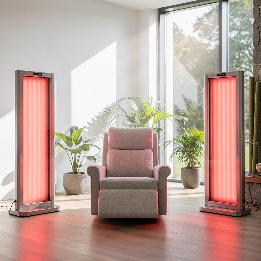 Highly detailed, photorealistic wide-angle image illustrating 'Rotlichttherapie 2026: Die Wahrheit