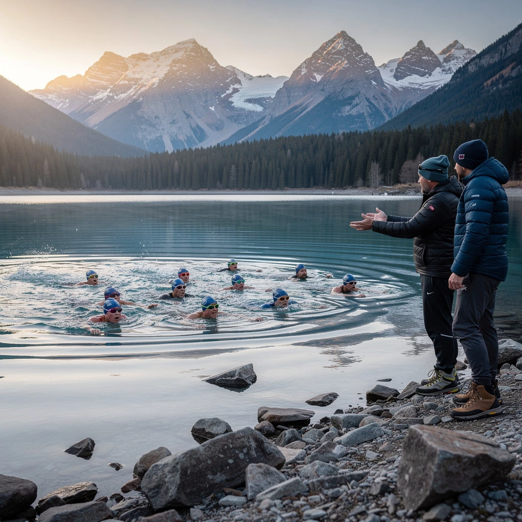 Eisbaden mit Klimatherapeutin Simone Reiter und Cold Coach Daniel Kuom: Kältetraining und Cold Power Workshop