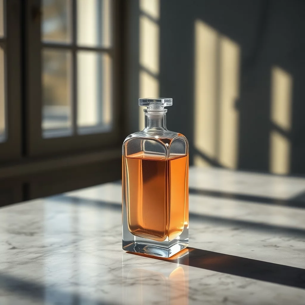 Parfümflasche ohne Etikett auf Marmor