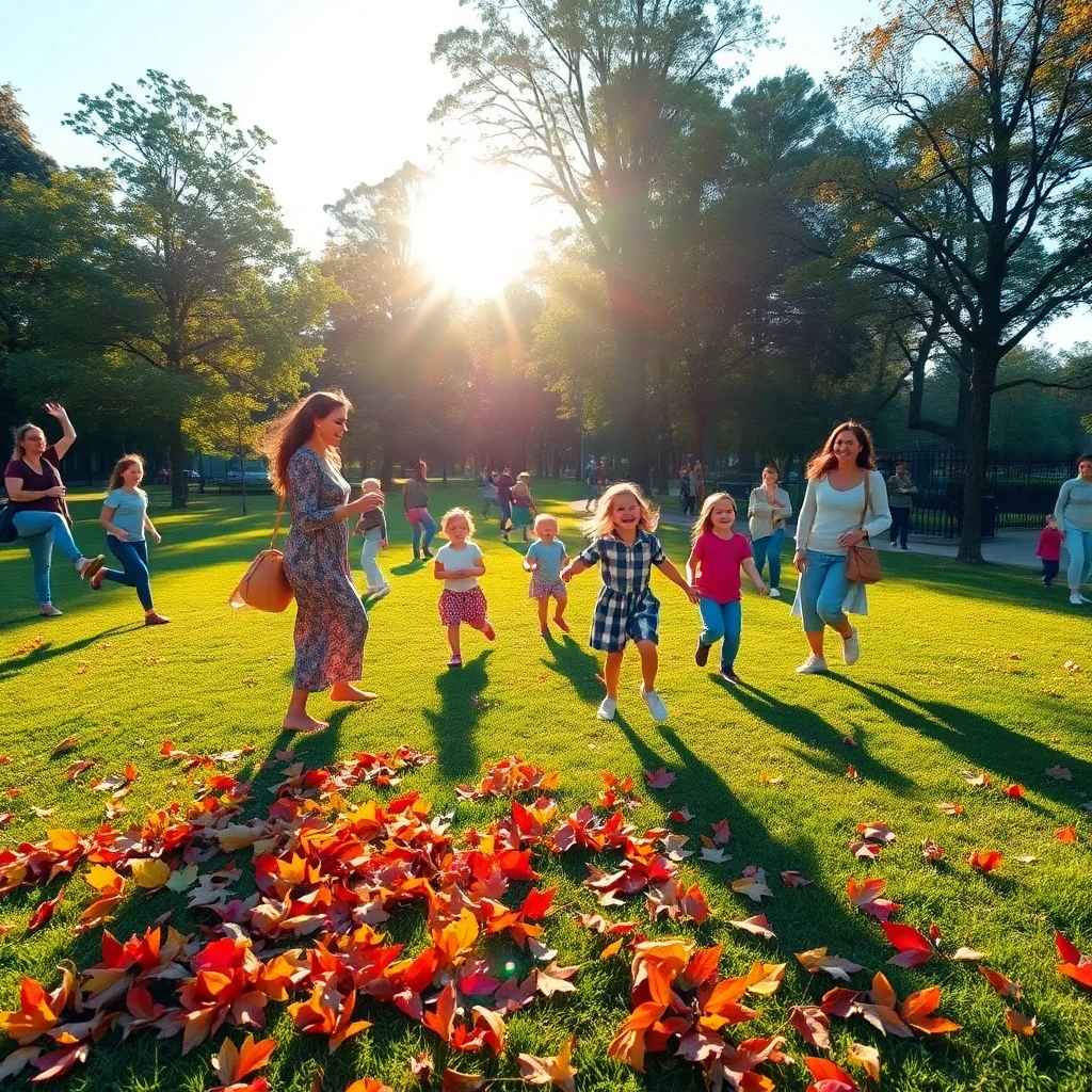 Glückliche Mütter beim Spielen im Park