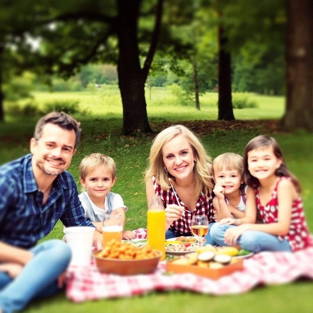 familie beim piknik
