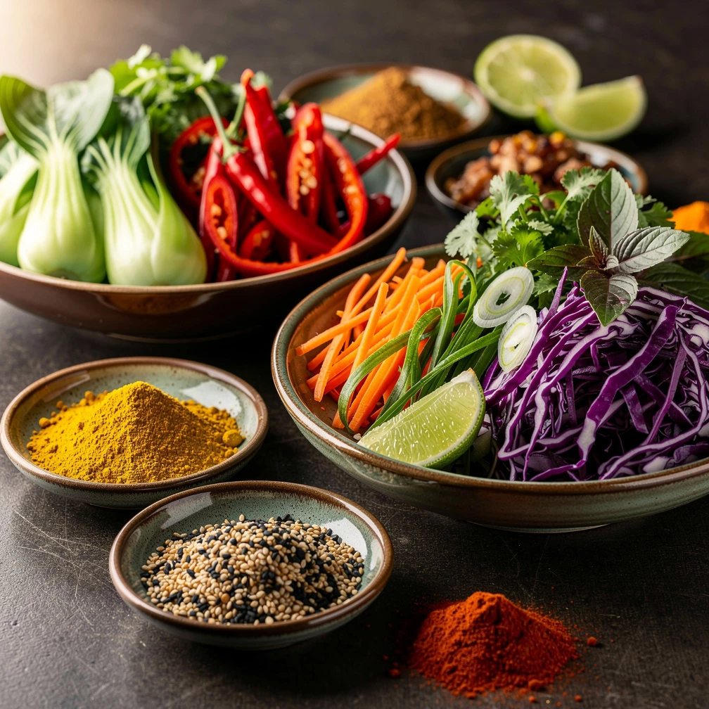 Superfood Bowl mit Gemüse, Lachs & Reis: Asiatisches Rezept