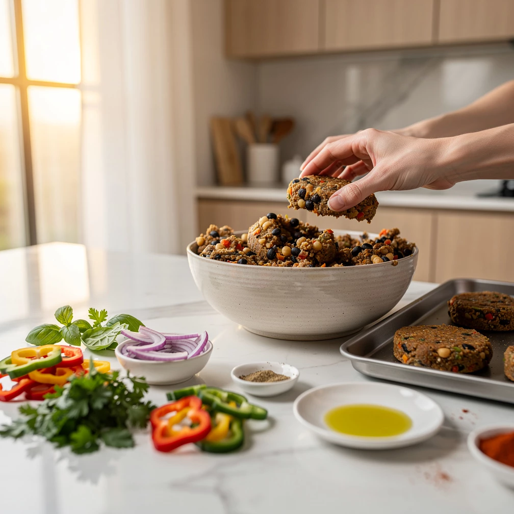 Einfache vegane Burger-Patties aus Bohnen – Saftig, pflanzlich & raffiniert