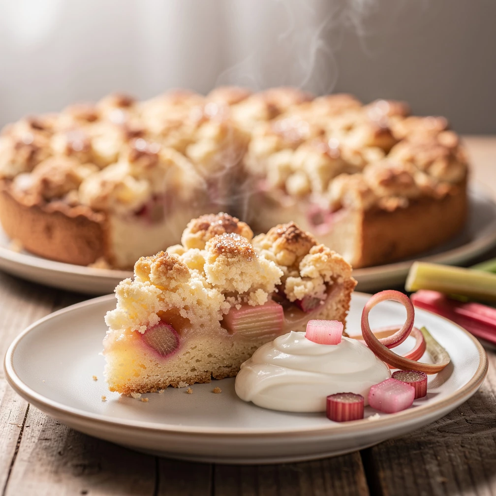 Rhabarberkuchen mit Streusel – Das einfache Streuselkuchen Rezept