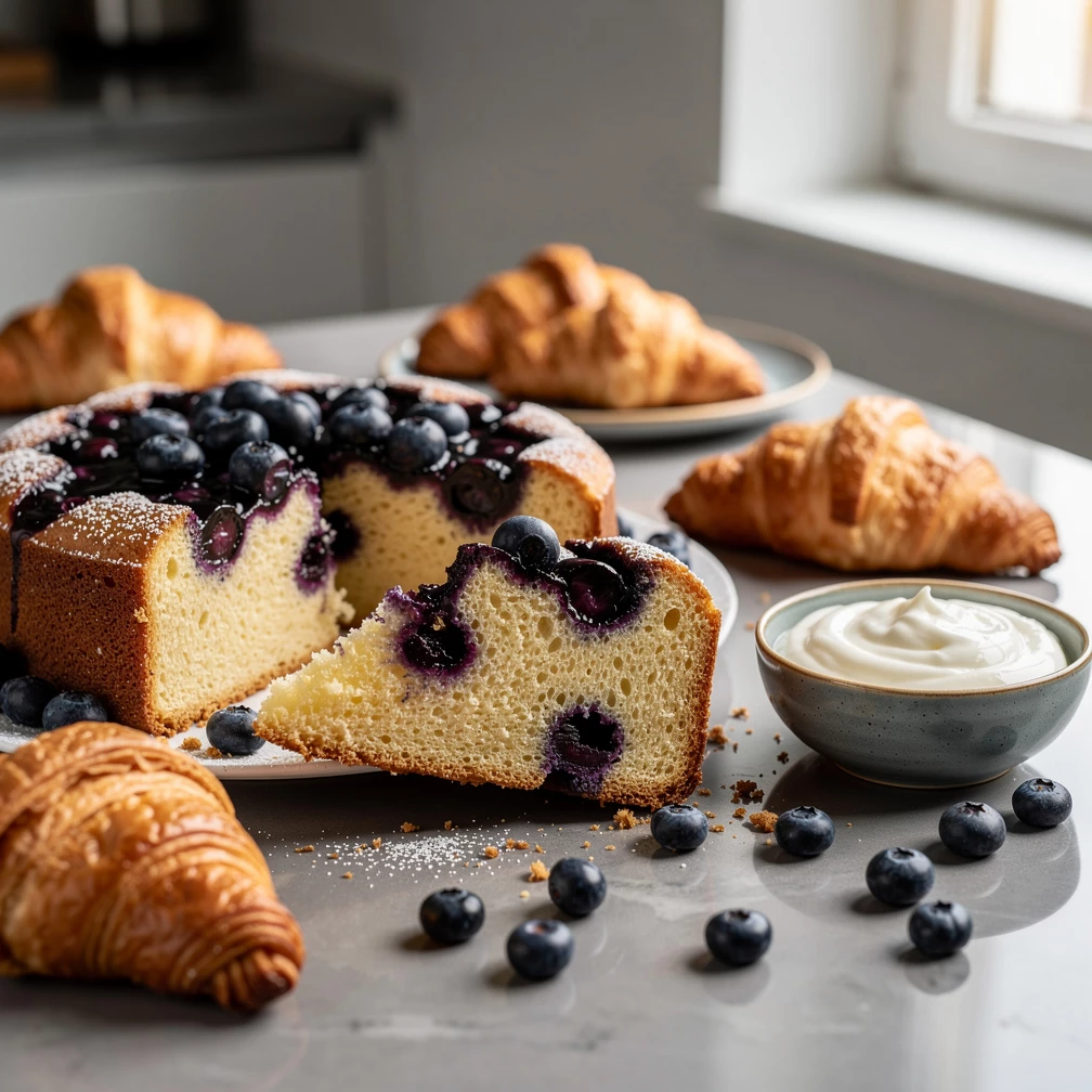 Schneller Heidelbeerkuchen: Genuss mit Croissants und Joghurt