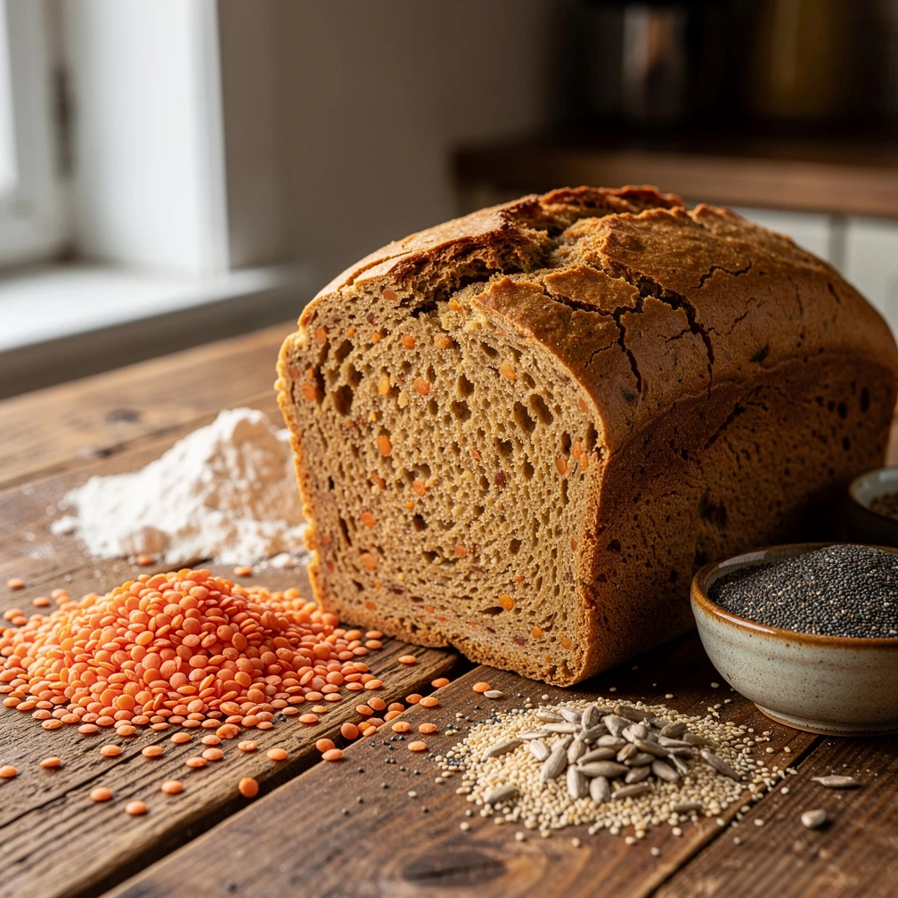 Glutenfreies Brot aus roten Linsen: Proteinreich & ballaststoffreich