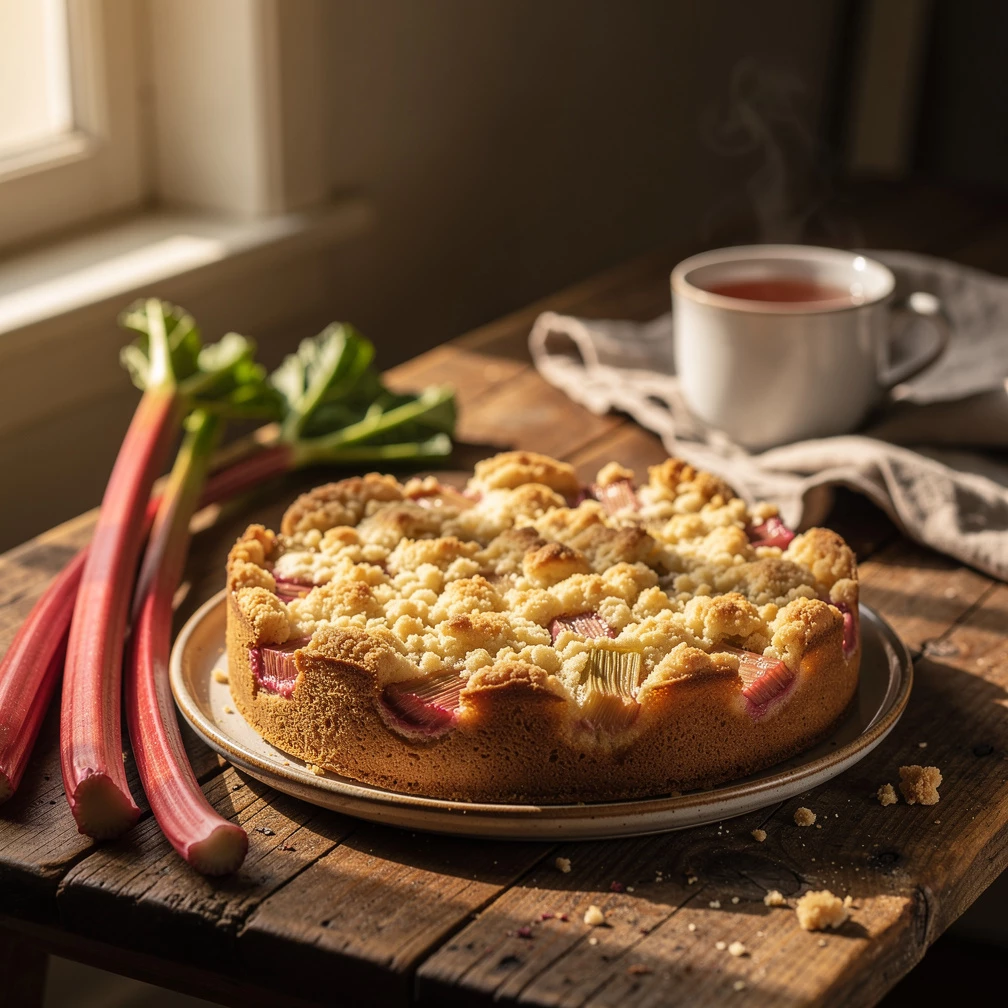 Rhabarberkuchen mit Streusel – Das einfache Streuselkuchen Rezept