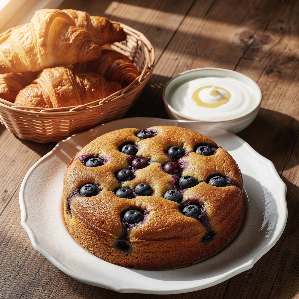 Schneller Heidelbeerkuchen: Genuss mit Croissants und Joghurt