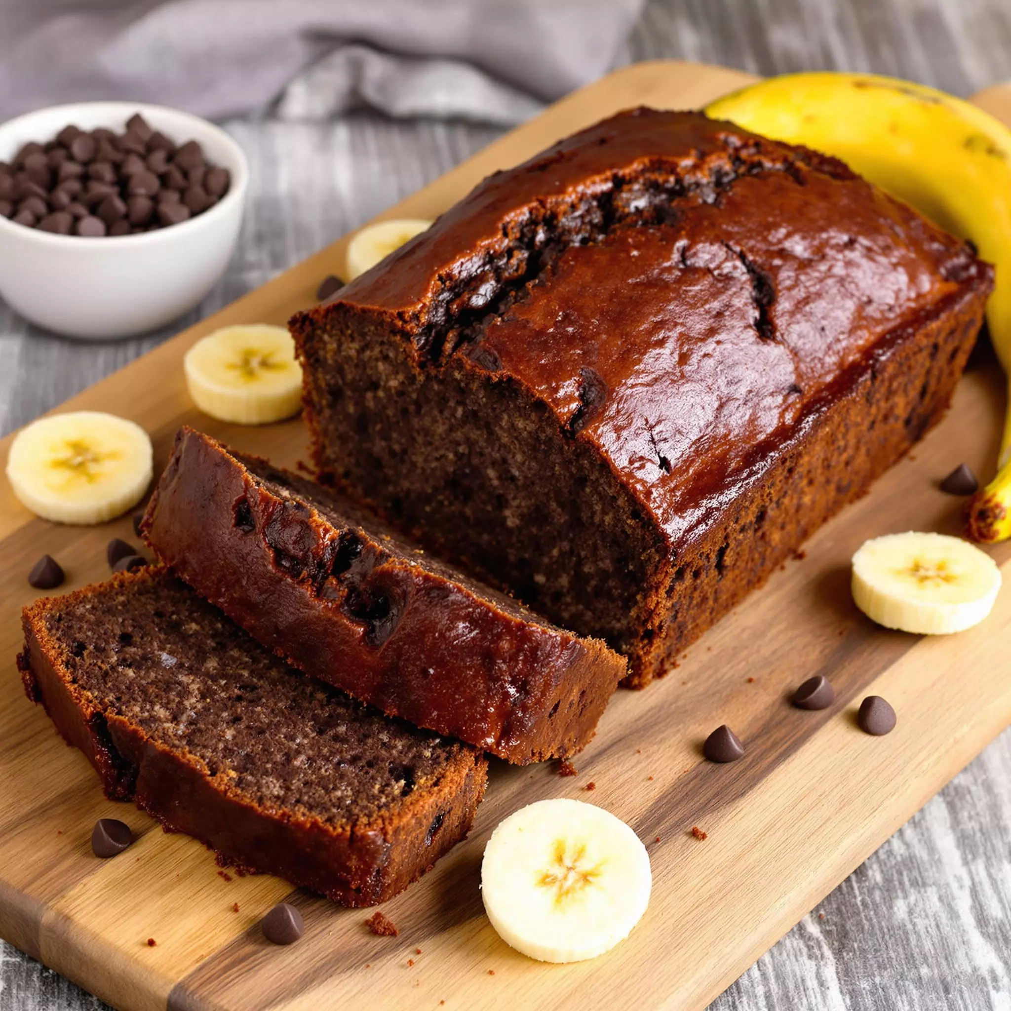 Schokoladen-Bananenbrot Ein Bananenwunder mit Schokolade