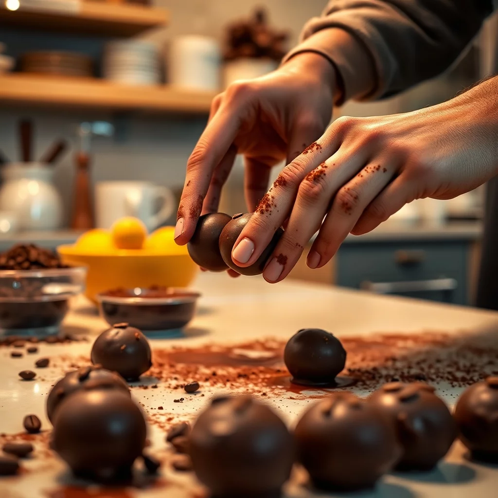 Verführerische Kaffee-Schokoladen-Trüffelherstellung
