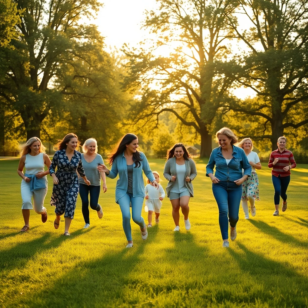 Spielen im Park bei Sonnenuntergang