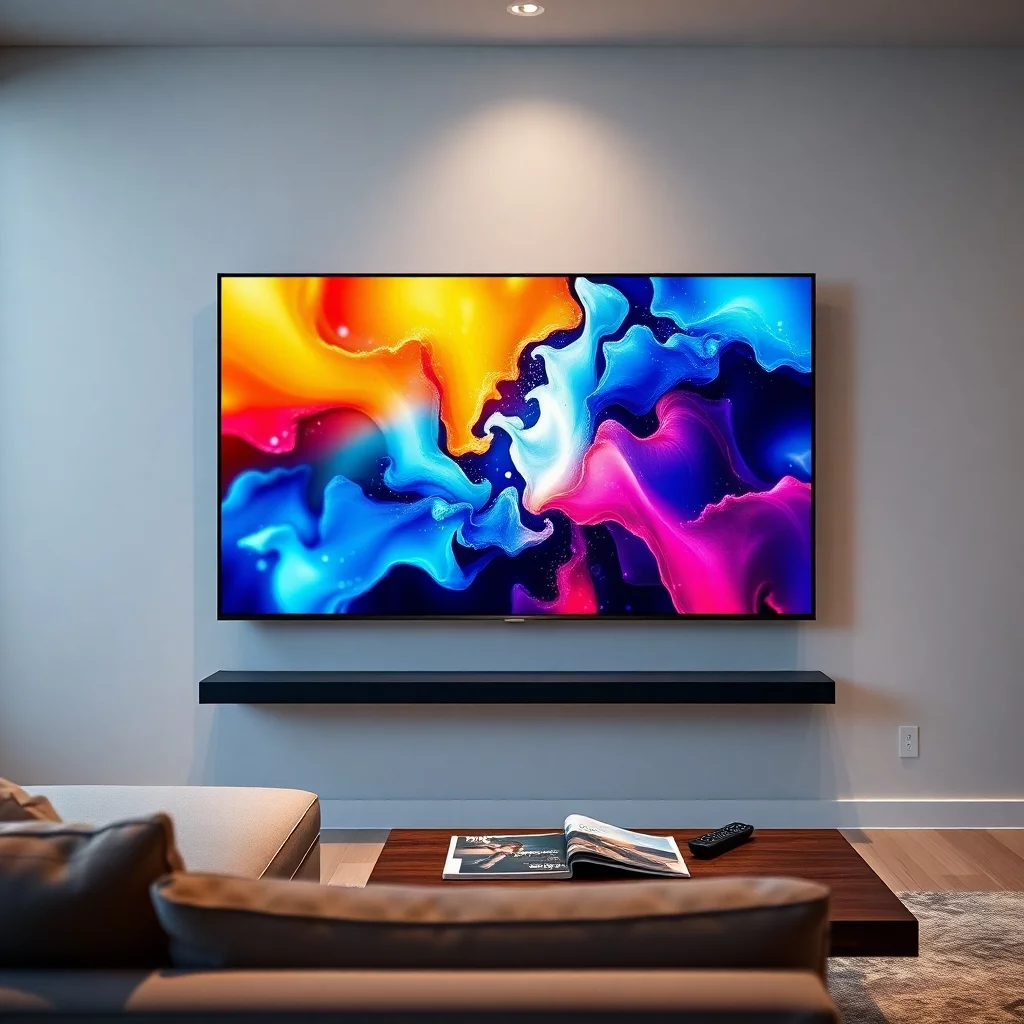 4K Fernsher an der Wand 65 Zoll groß