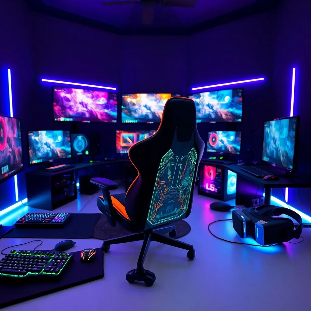 Hightech-Spielzimmer voller Gaming-Gadgets