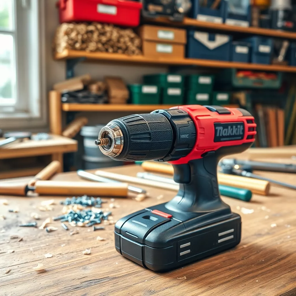 Akkuschrauber auf Werkbank